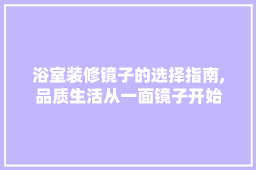 浴室装修镜子的选择指南,品质生活从一面镜子开始