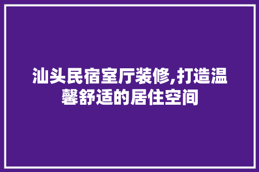 汕头民宿室厅装修,打造温馨舒适的居住空间