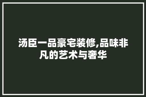 汤臣一品豪宅装修,品味非凡的艺术与奢华 汤臣一品豪宅装修,品味非凡的艺术与奢华 MI家装修经验