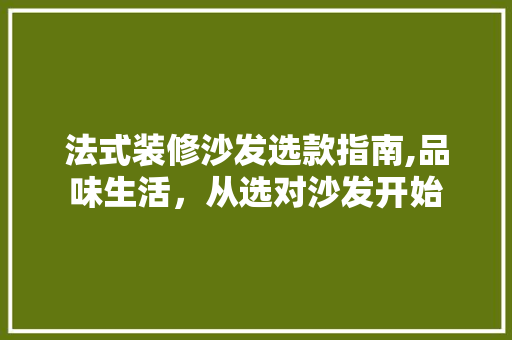 法式装修沙发选款指南,品味生活，从选对沙发开始