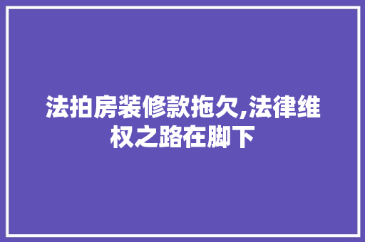 法拍房装修款拖欠,法律维权之路在脚下 MI家装修经验 法拍房装修款拖欠,法律维权之路在脚下 法拍房装修款拖欠,法律维权之路在脚下 MI家装修经验