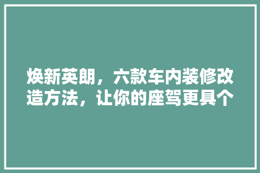 焕新英朗，六款车内装修改造方法，让你的座驾更具个性魅力(全新英朗内饰怎么改装?)