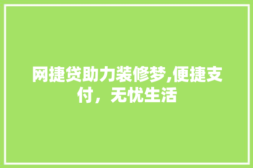网捷贷助力装修梦,便捷支付，无忧生活 网捷贷助力装修梦,便捷支付，无忧生活 MI家公司推荐