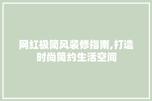 网红极简风装修指南,打造时尚简约生活空间(极简风装修视频)