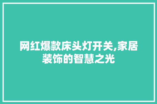 网红爆款床头灯开关,家居装饰的智慧之光 网红爆款床头灯开关,家居装饰的智慧之光 MI家装修攻略