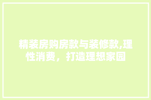 精装房购房款与装修款,理性消费，打造理想家园 精装房购房款与装修款,理性消费，打造理想家园 MI家装修经验