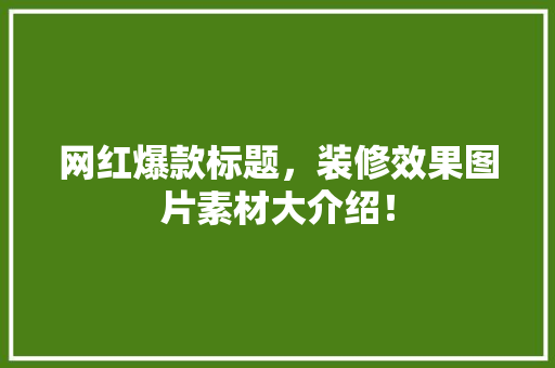 网红爆款标题，装修效果图片素材大介绍！ 网红爆款标题，装修效果图片素材大介绍！ MI家设计百科