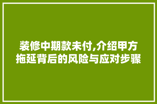 装修中期款未付,介绍甲方拖延背后的风险与应对步骤