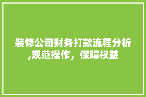 装修公司财务打款流程分析,规范操作，保障权益 装修公司财务打款流程分析,规范操作，保障权益 MI家公司推荐